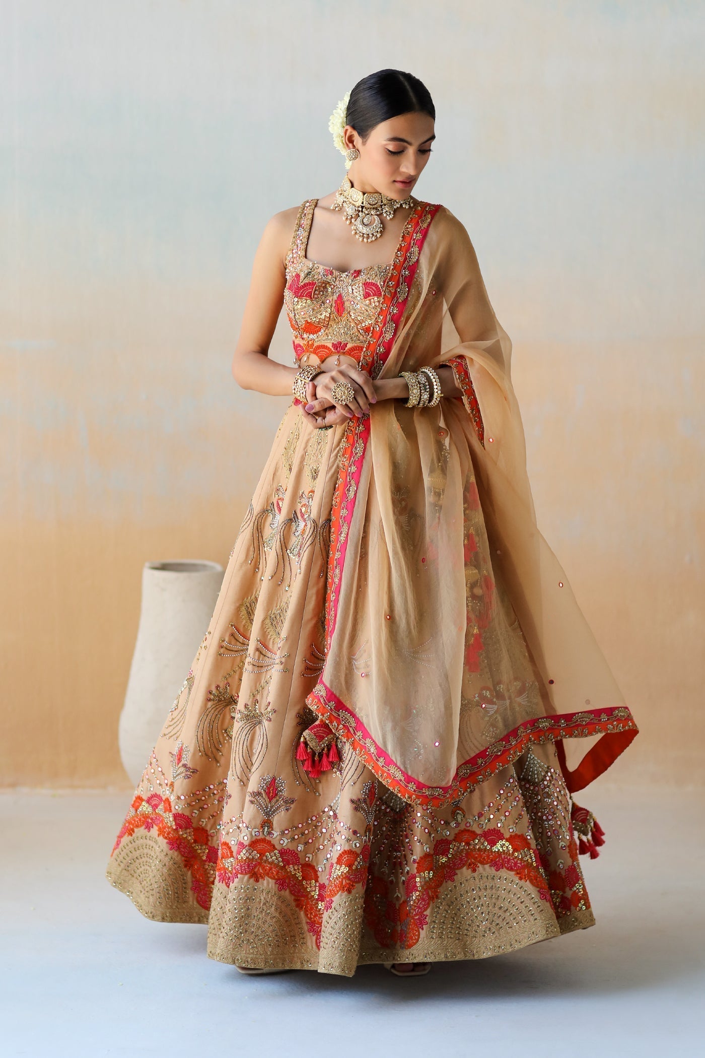 Dull Gold Lehenga Set