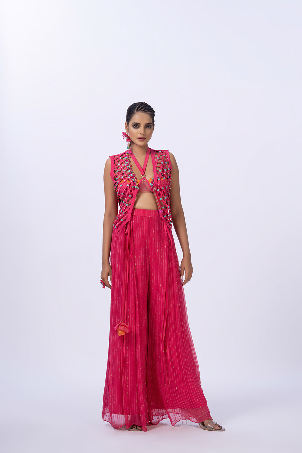 fuchsia pant jacket set