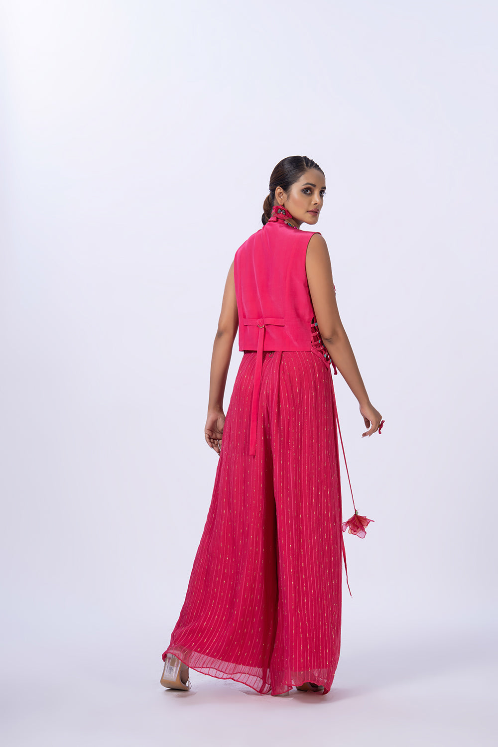 fuchsia pant jacket set