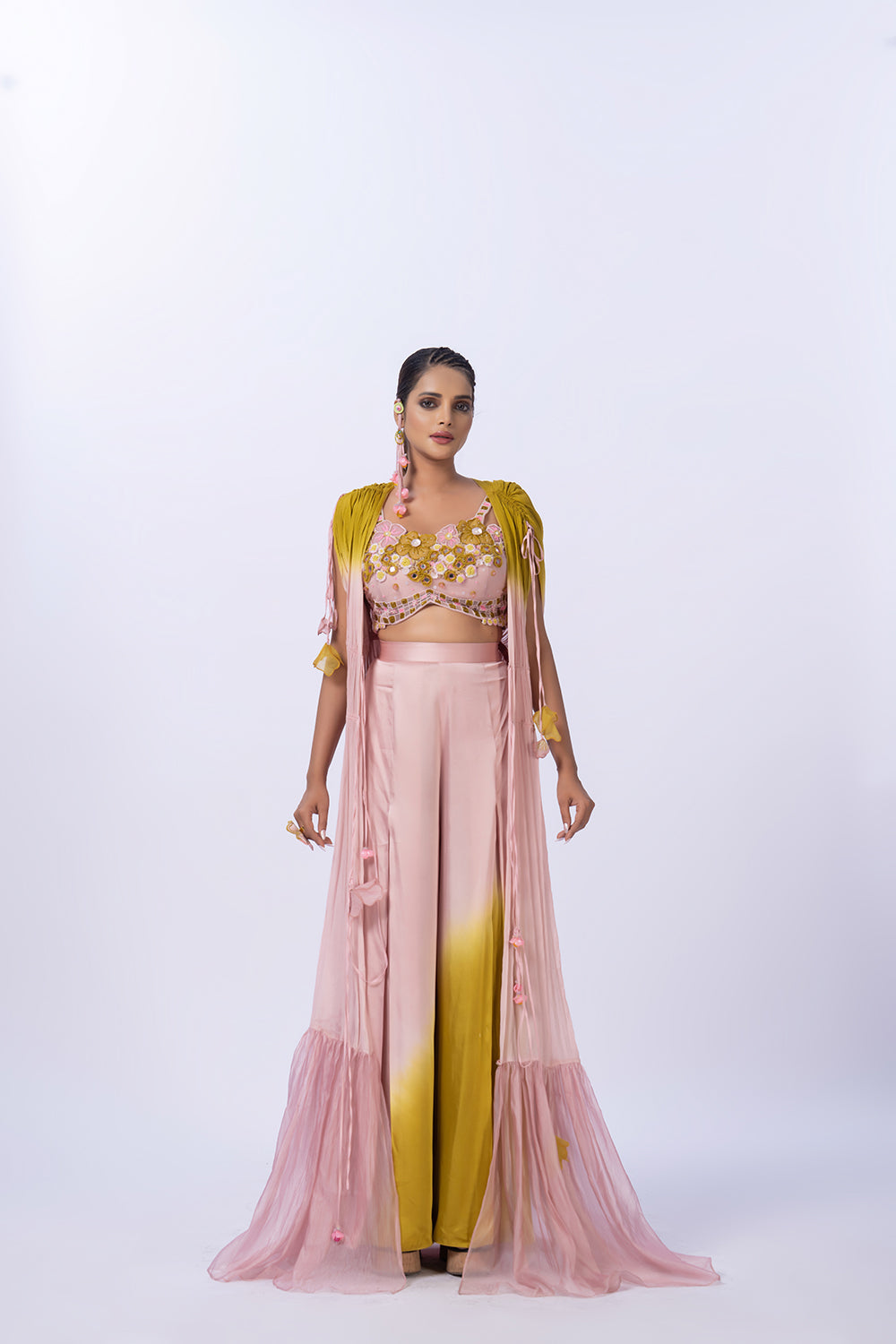 Ombre Pant set with blouse and a fancy Shrug.