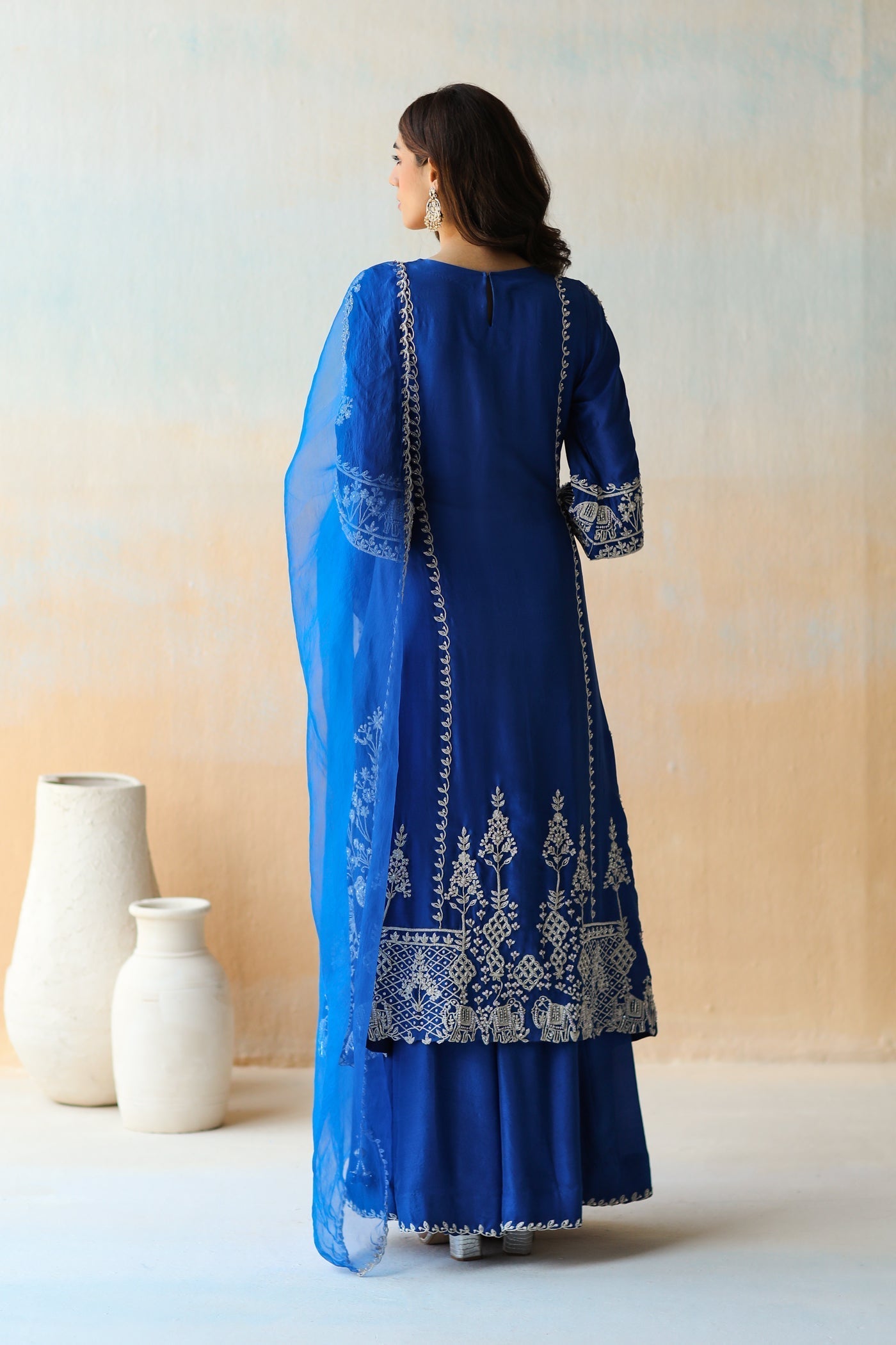 Cobalt Blue Kurta Set with Sharara