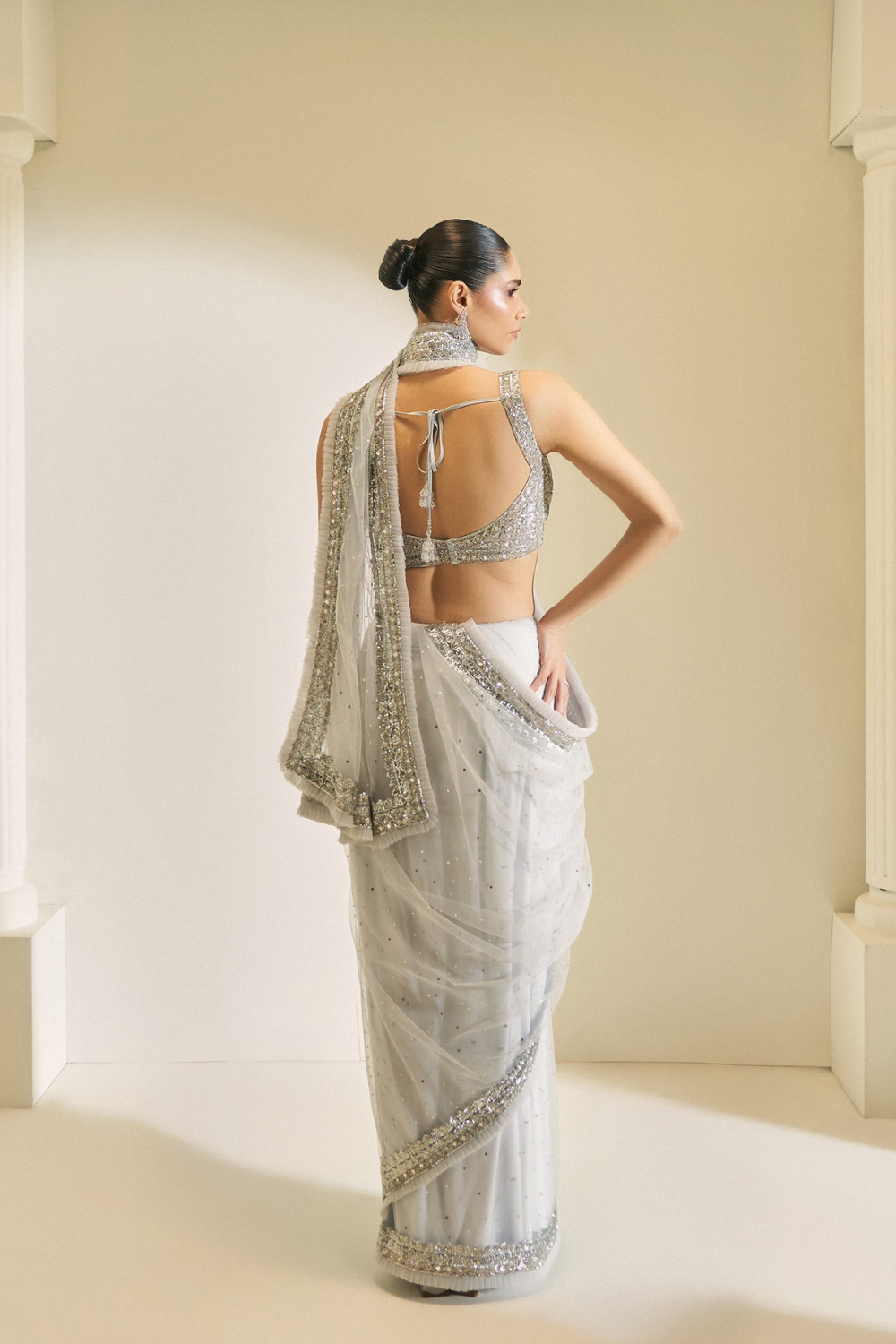 Silver Haze Saree Set