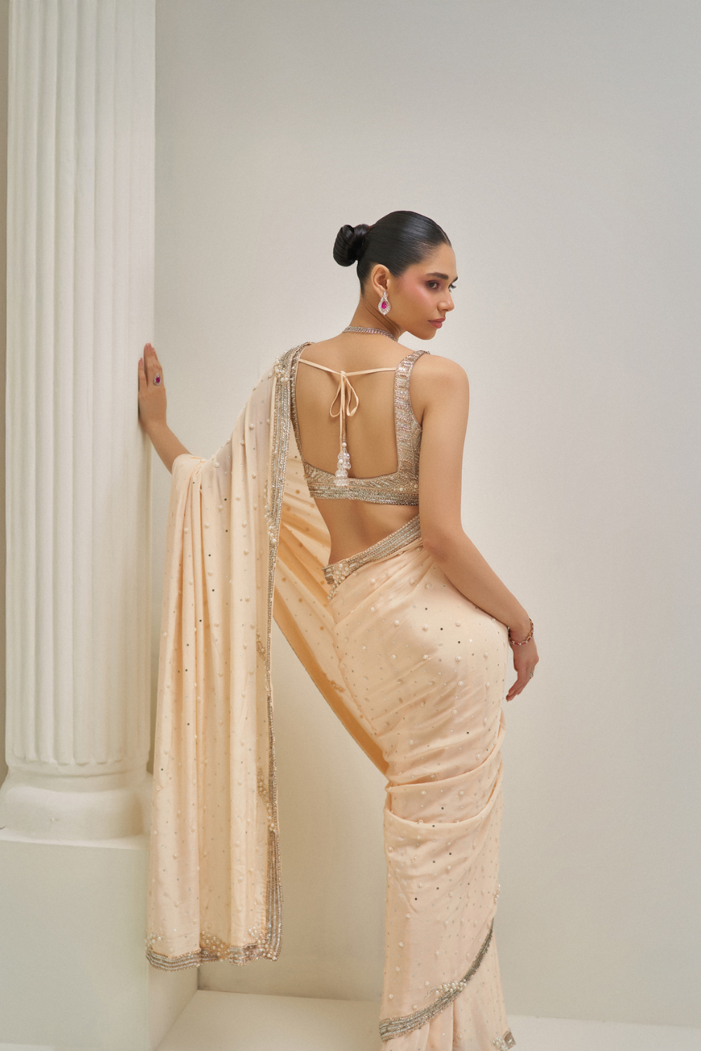 Champagne Stardust Saree Set