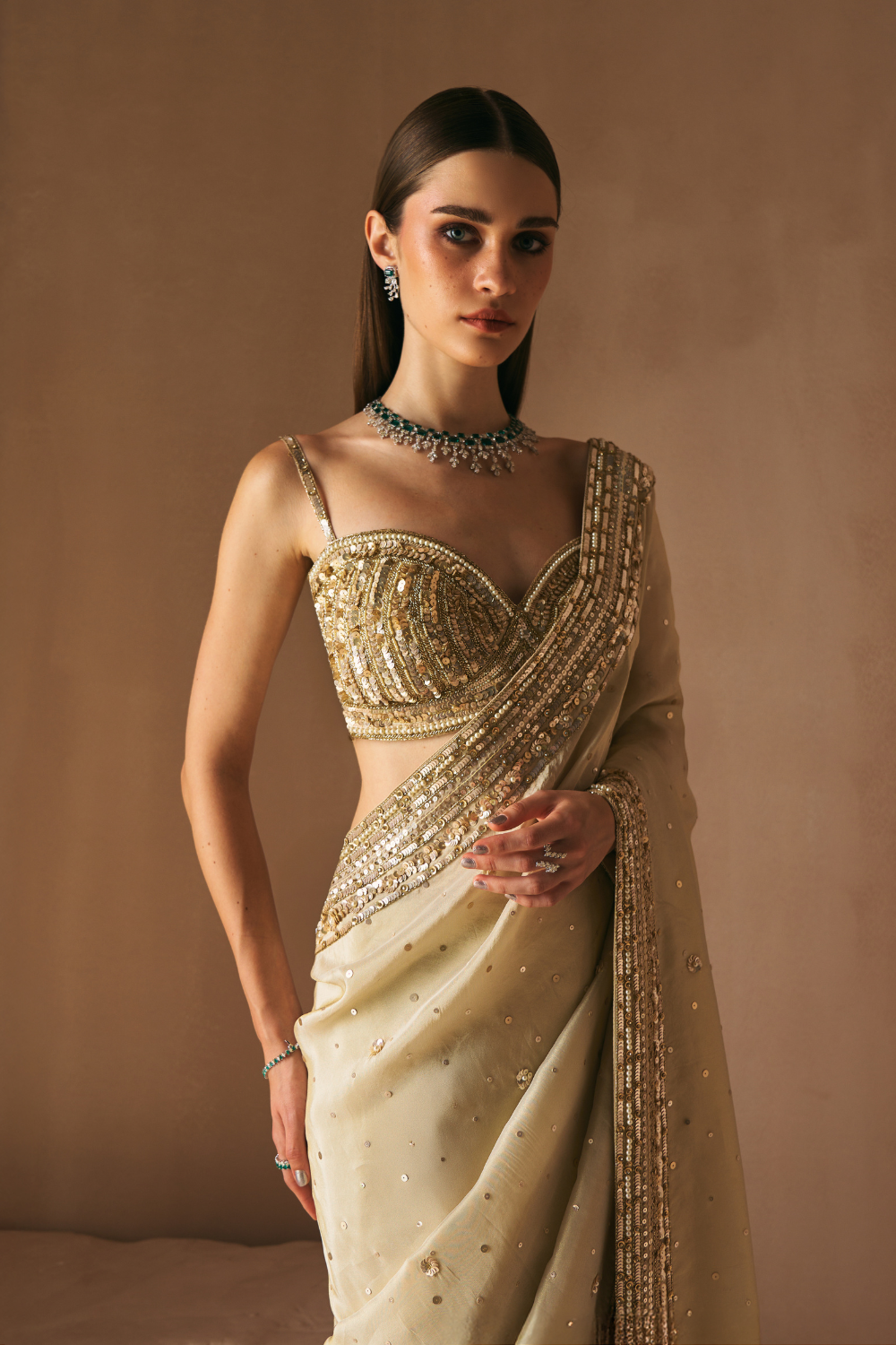 Champage Whisper Saree Set