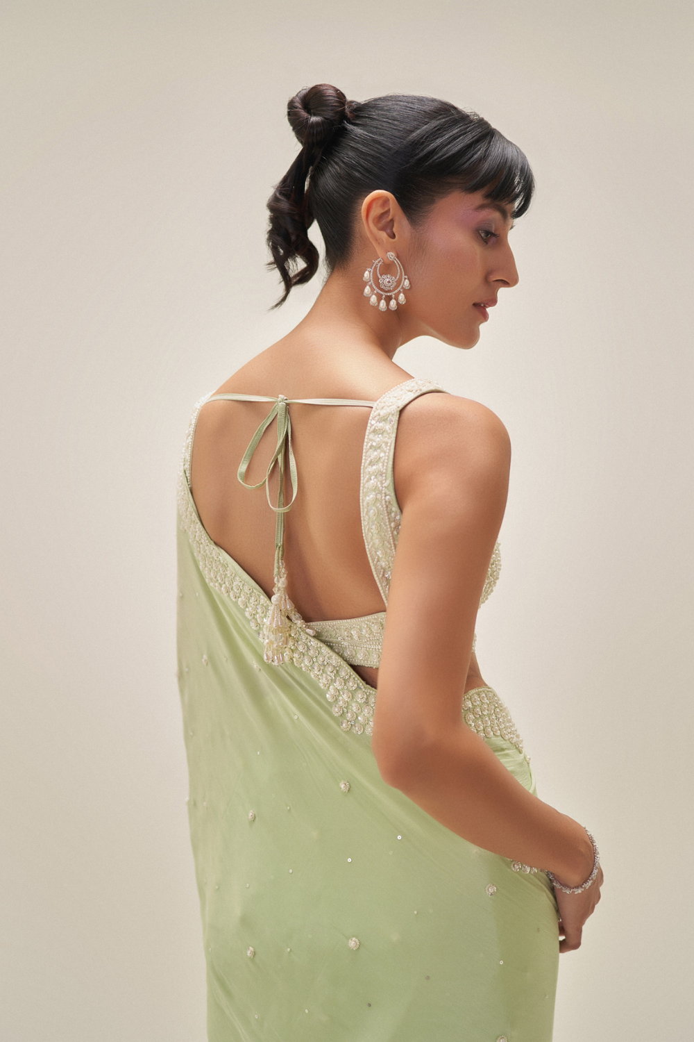 Pearl Pistacho Saree Set