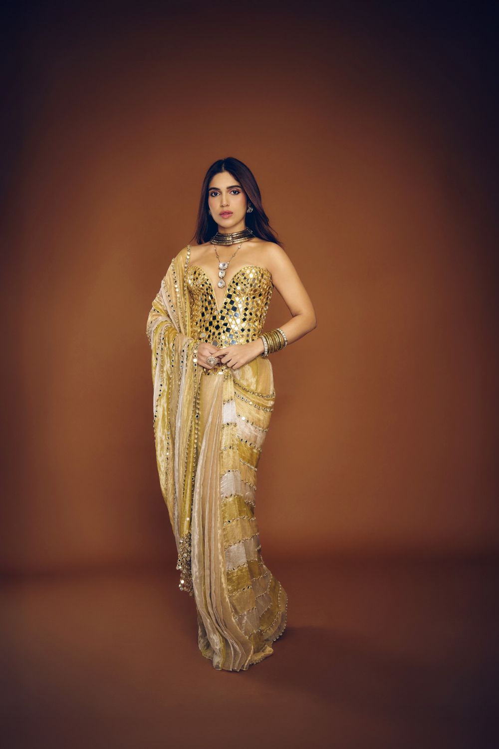 Bhumi Pednekar in Kanakjyoti Saree Set