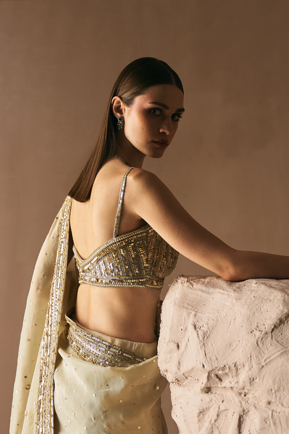 Champage Whisper Saree Set