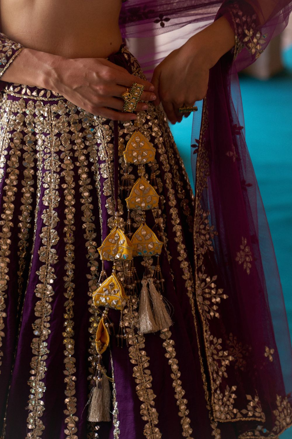 RAAT RANI — Purple Raw Silk Lehenga Set with Contrast Blouse