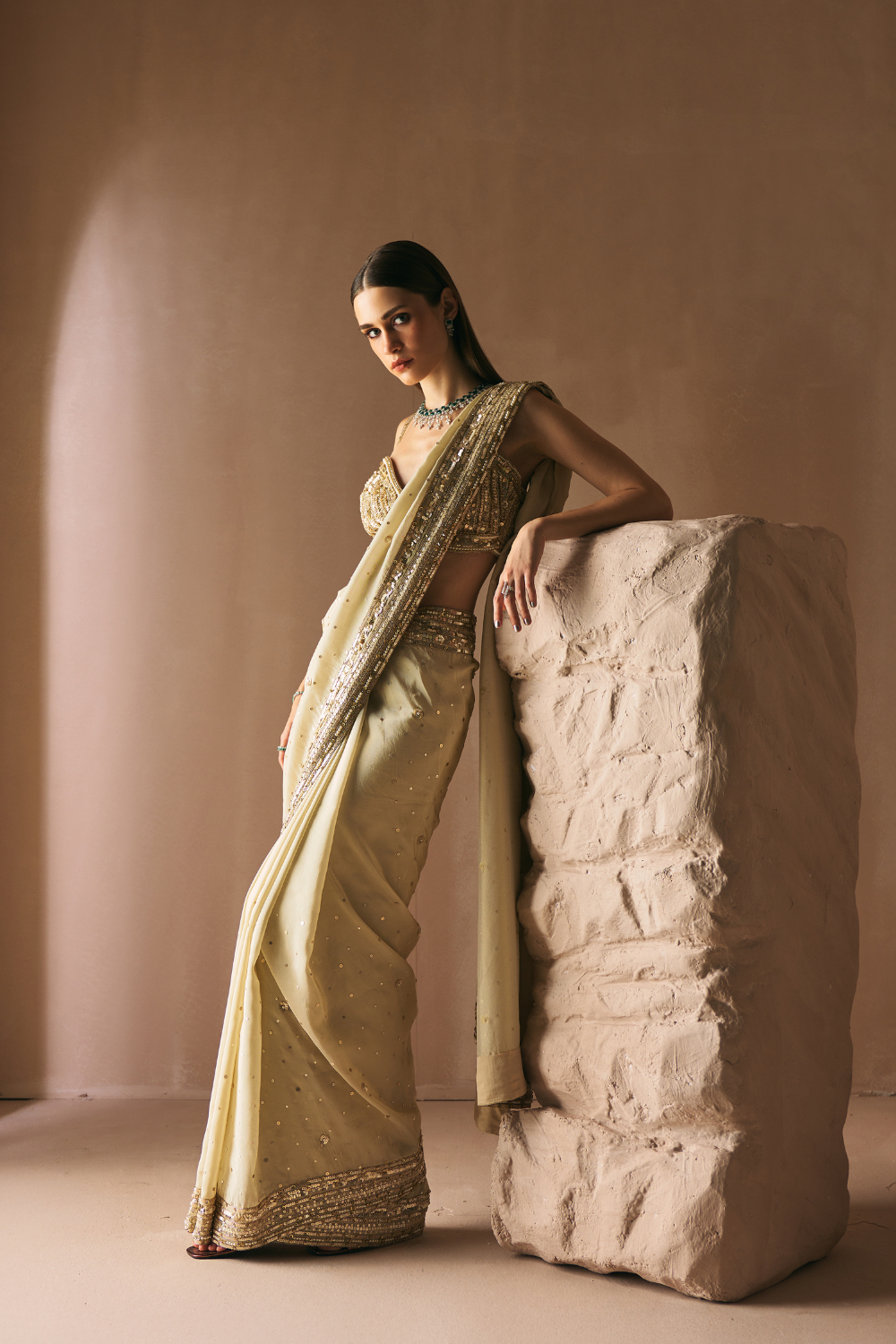 Champage Whisper Saree Set
