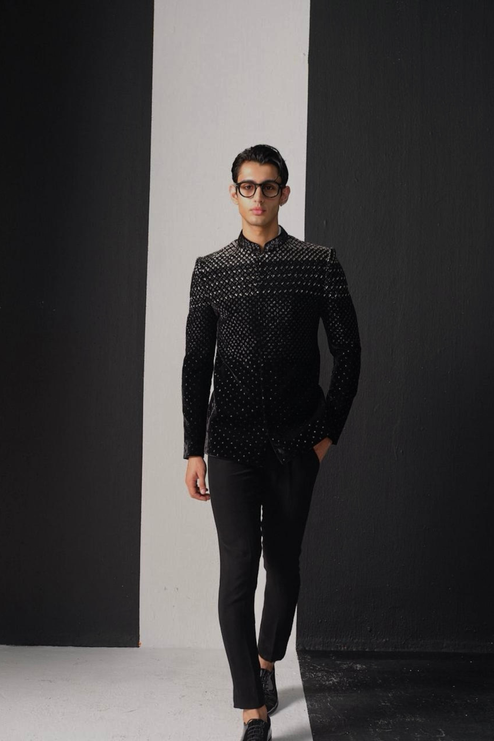 Black ombre bandhgala