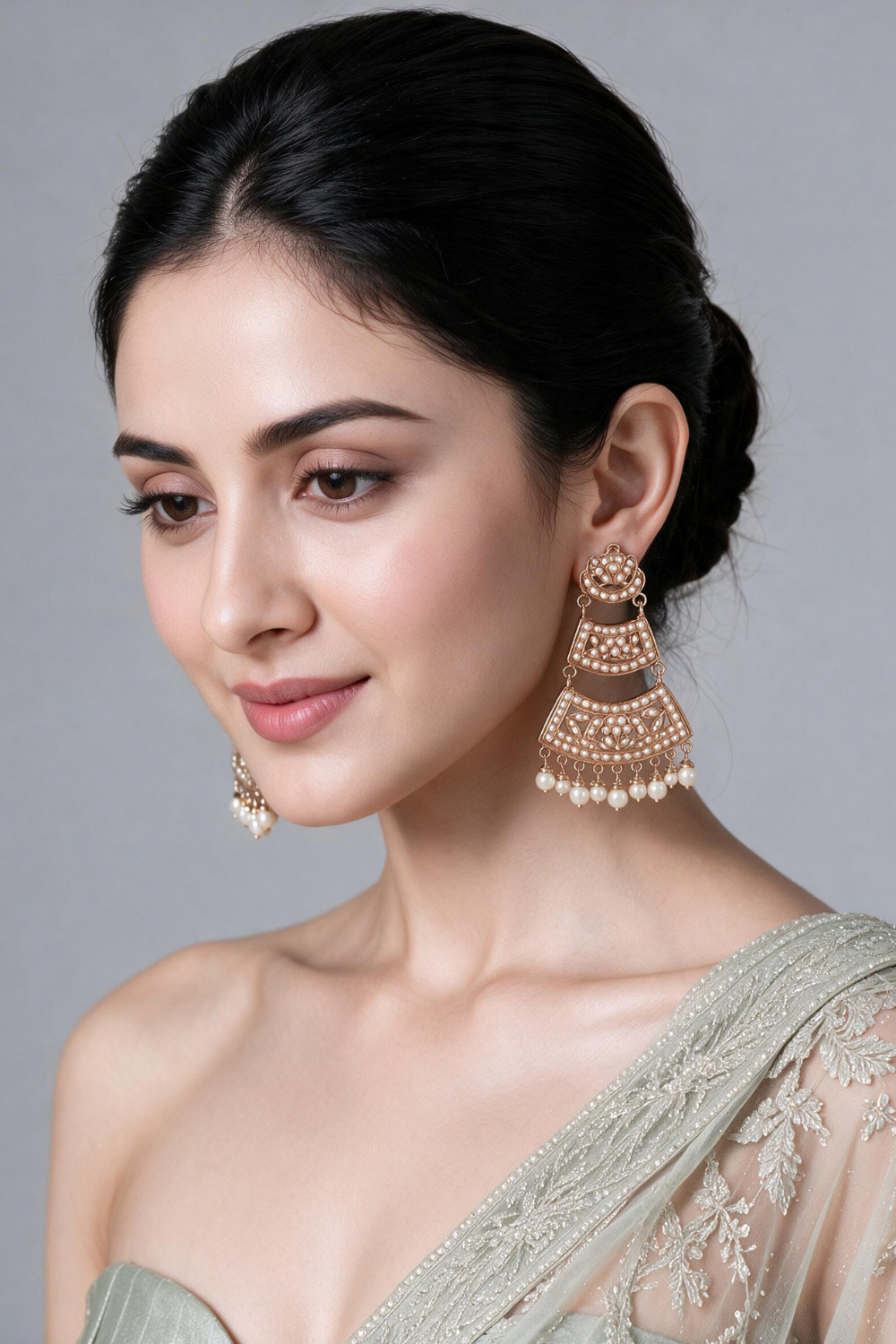Jadau Pearl Tiered Statement Earrings