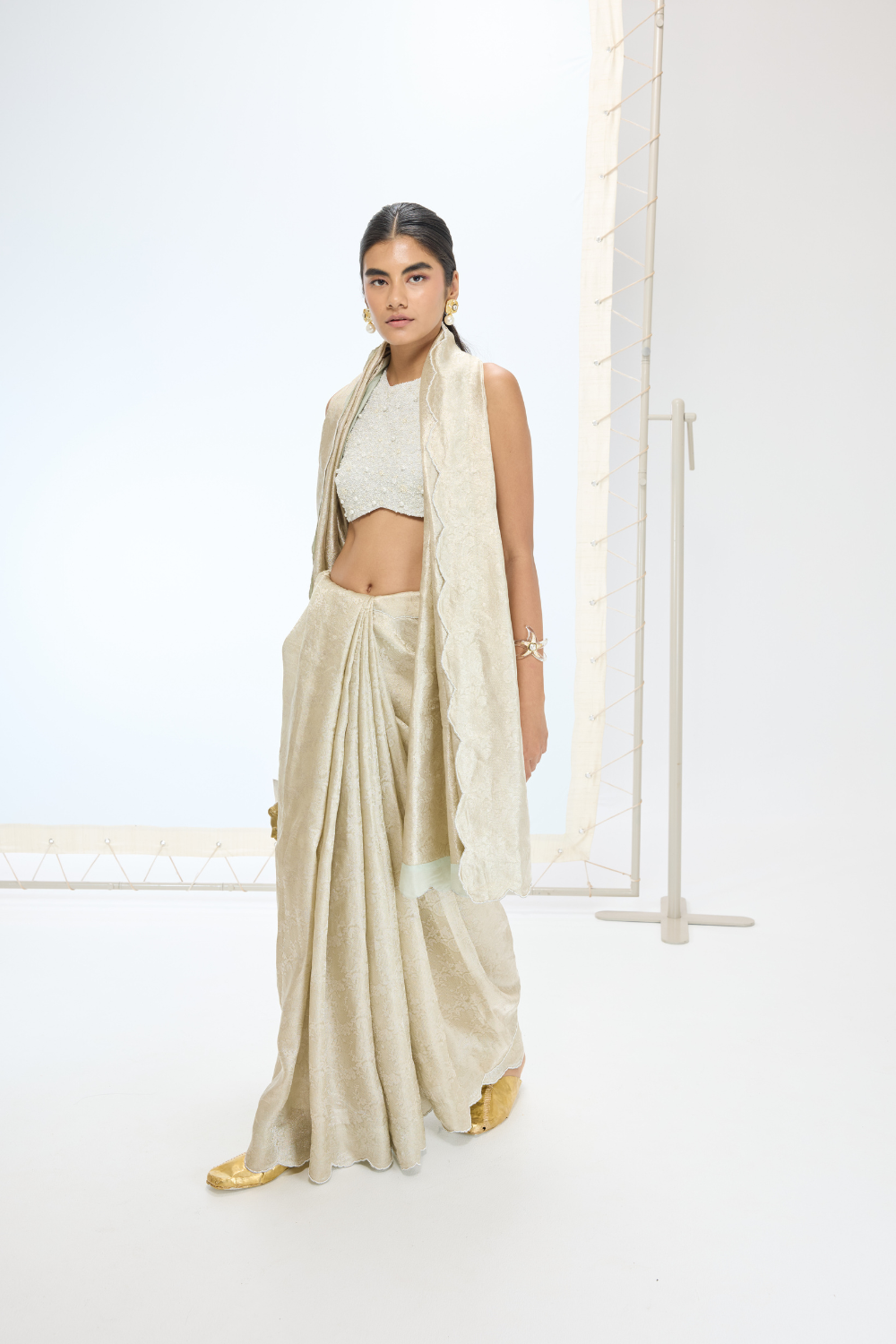 The Jenna Saree in Champagne
