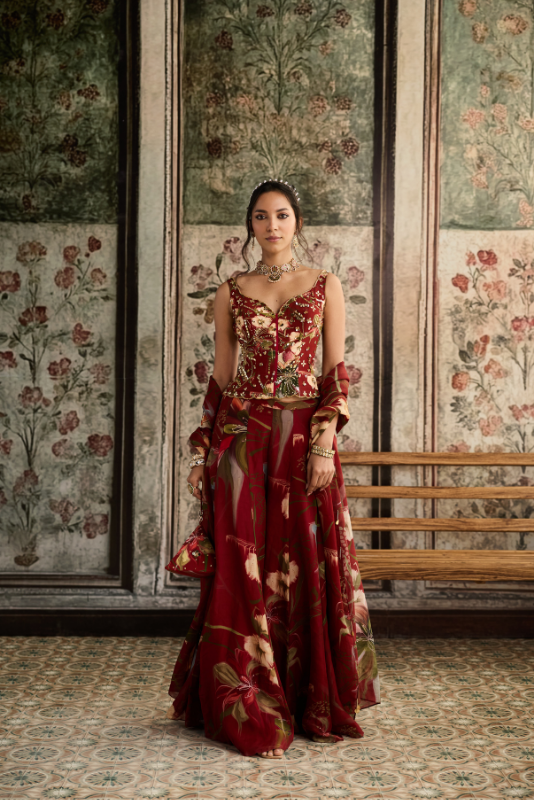 RED FLORAL PRINTED CO-ORD SET