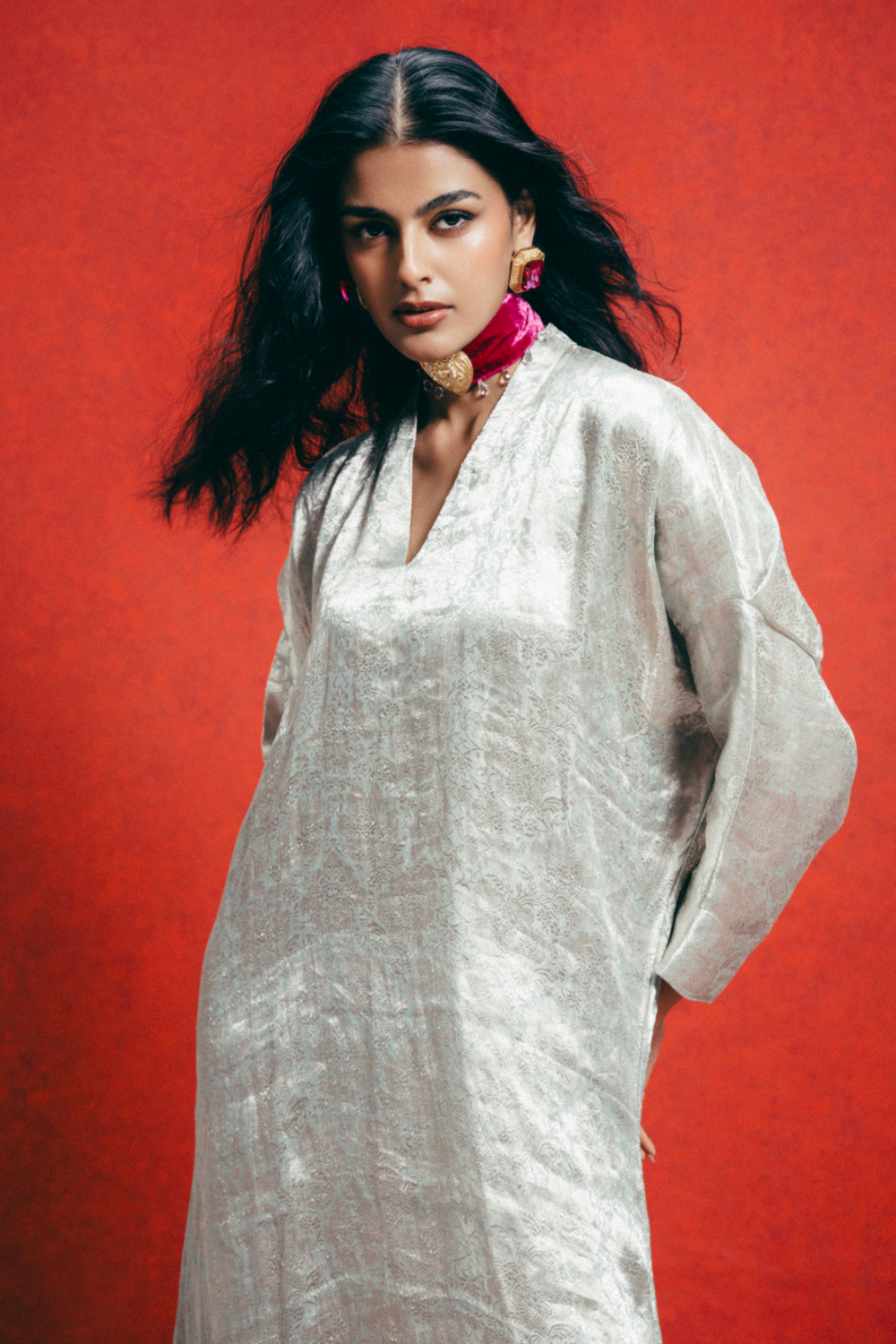 Handwoven Sea Green Banarasi Kaftan