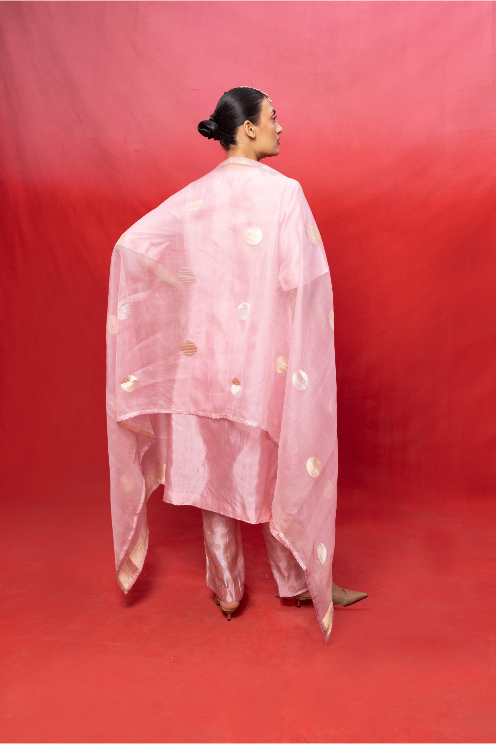 Handwoven Pink Silk Banarasi Suit Set