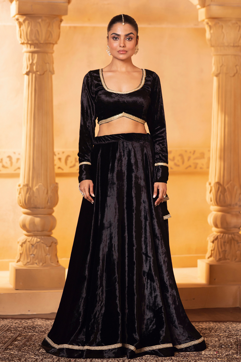 Black Velvet Lehenga Set