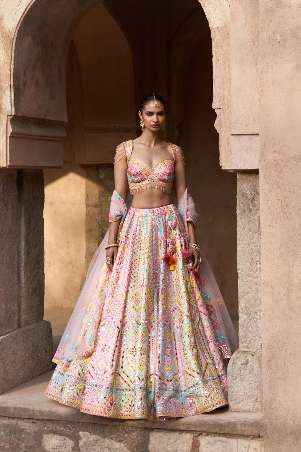 SAVERA — Multi Raw Silk Lehenga Set