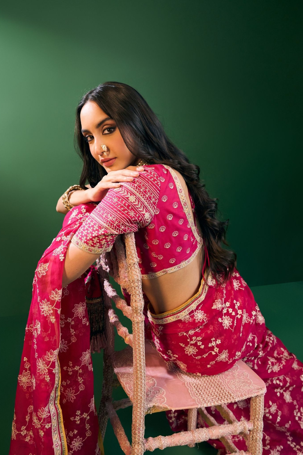 Kavya Organza Fuschia Saree