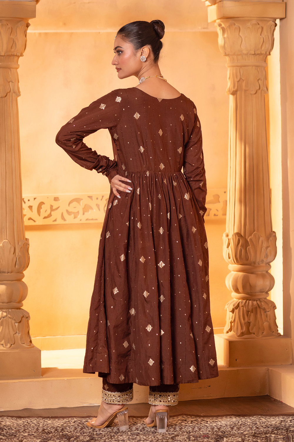 Brown Anarkali Set