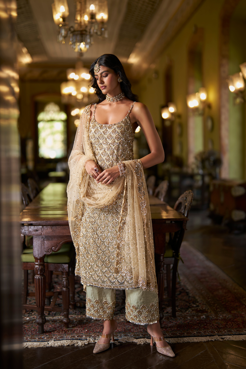 Sage Green Sequin Pant Set