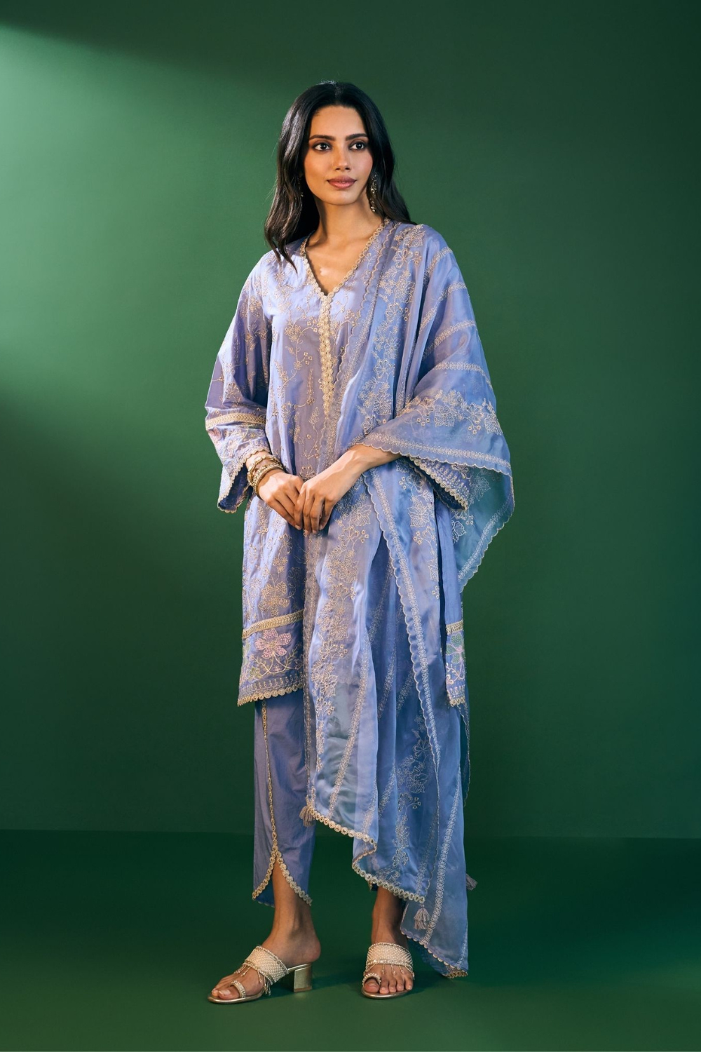 Rina Cotton Steel Blue Kurta with Steel Blue Dhoti Pant Set