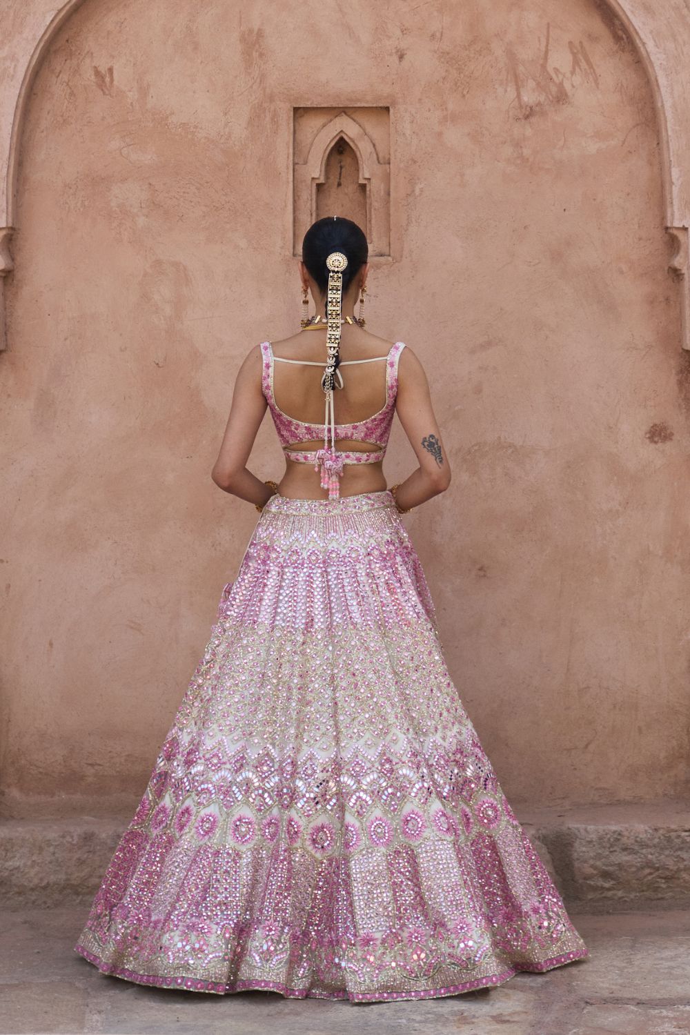 GULAAB — Ivory Net Lehenga Set