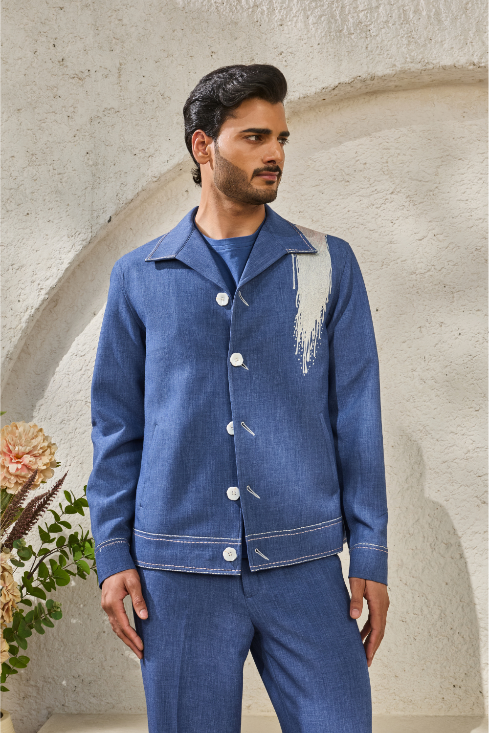 Blue Paint Splash Shacket Set
