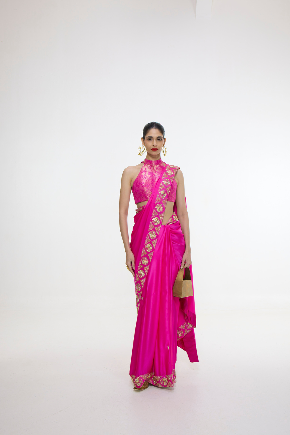 Handwoven Pink Mashroo Silk Saree with an Embroidered Border