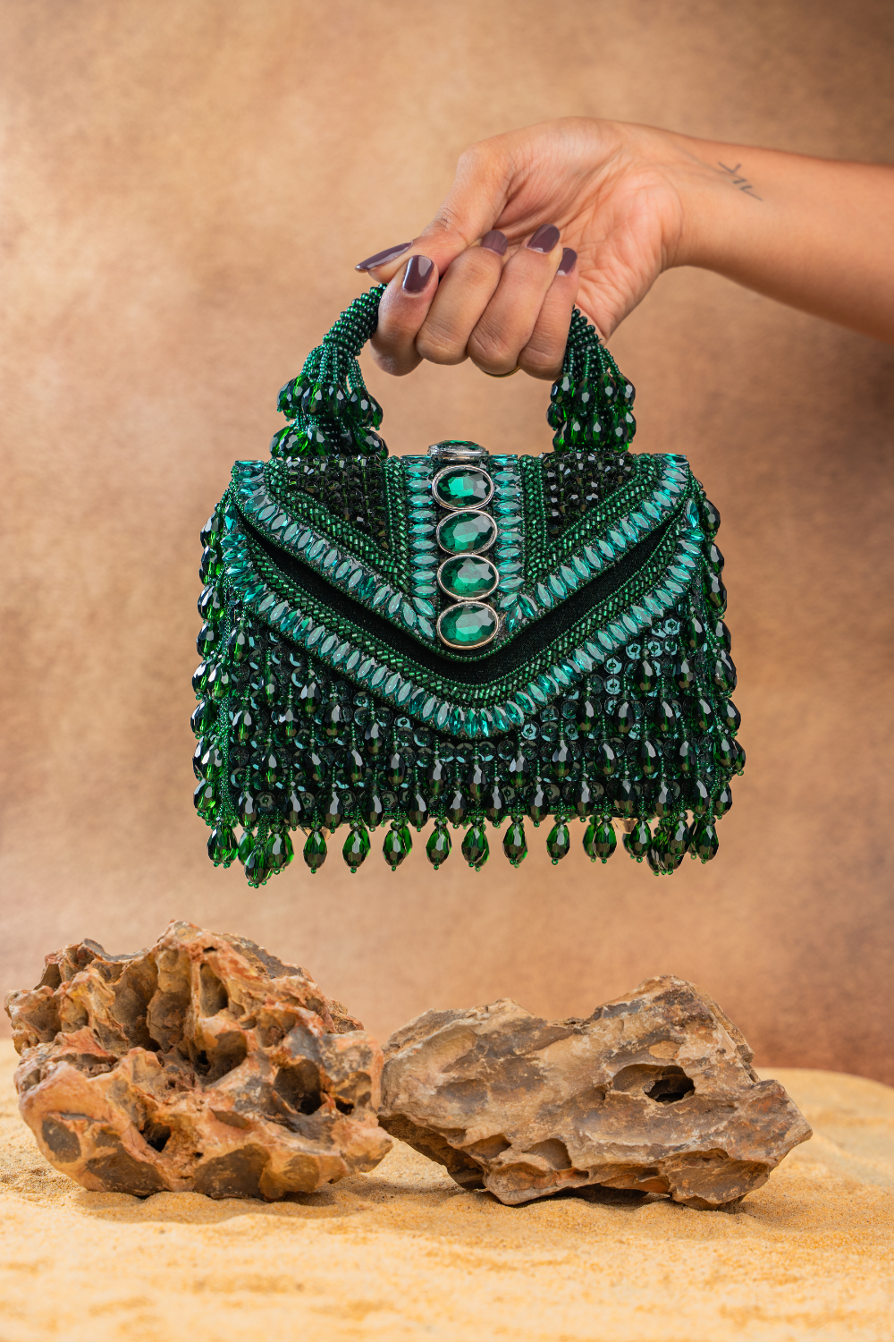 Chevron Crystal Kasse Emerald