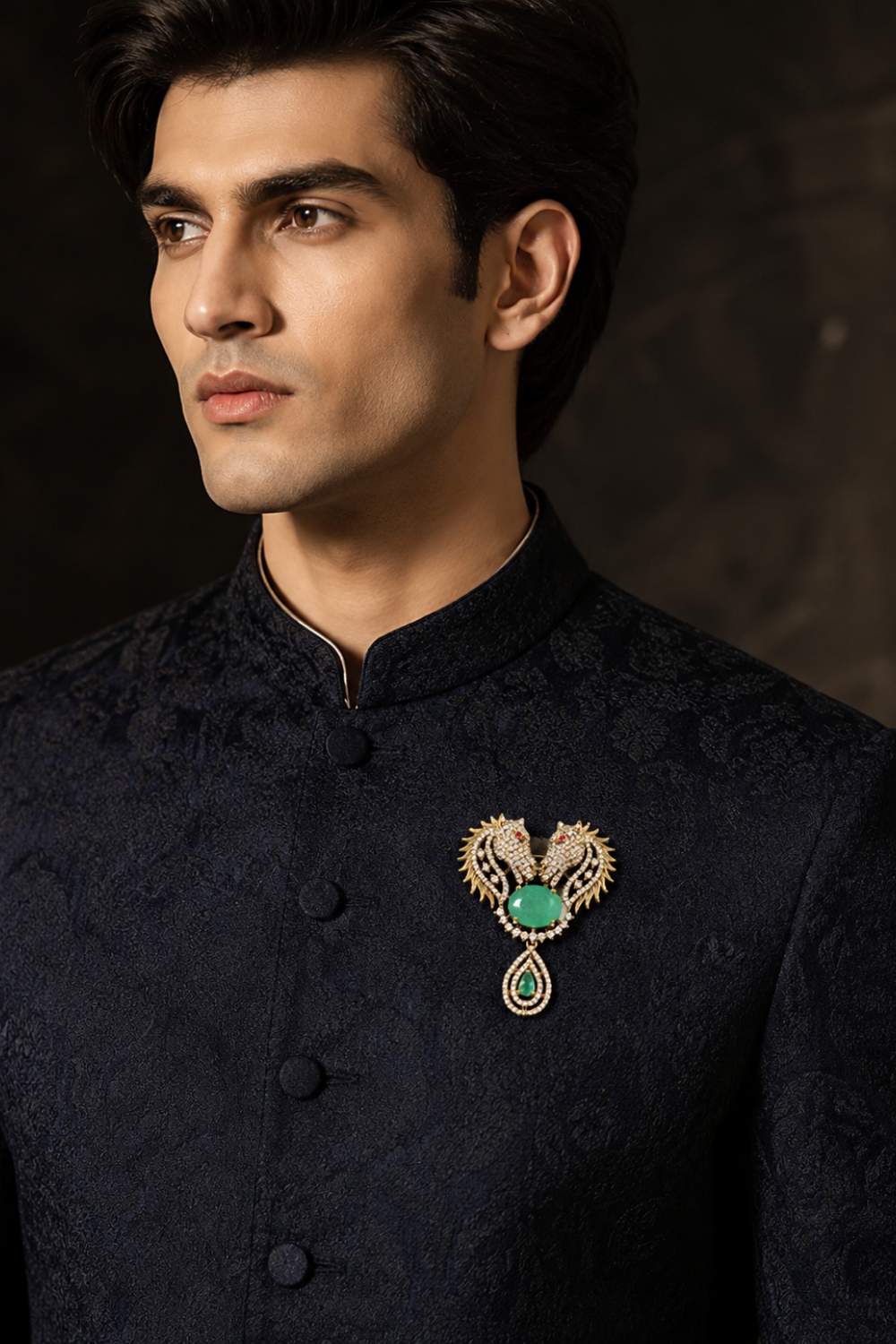 Gold Plated Zircon Horse Motif Brooch