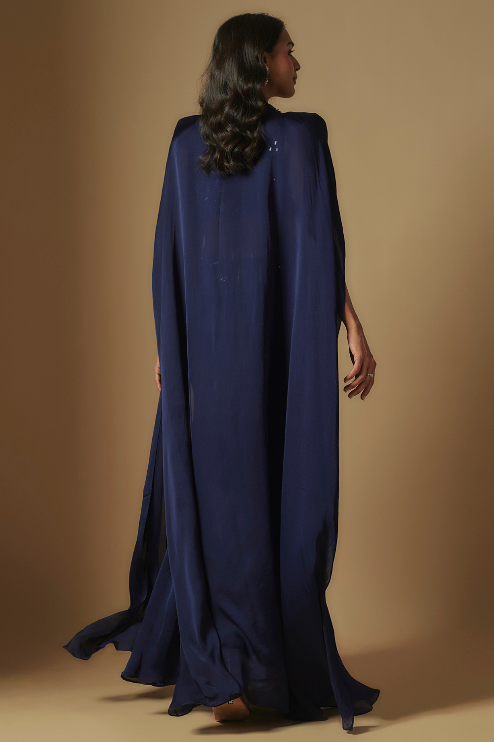 Ibex Hand embroidered blouse paired with sharara and embroidered cape