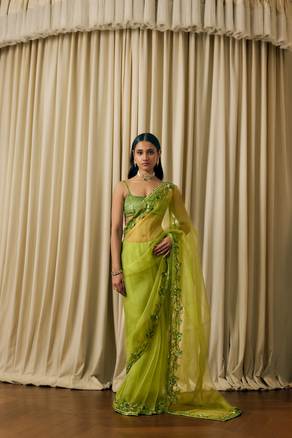 Lime Green saree