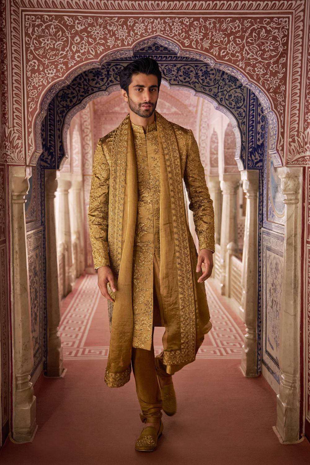 Antique Gold Sherwani Set