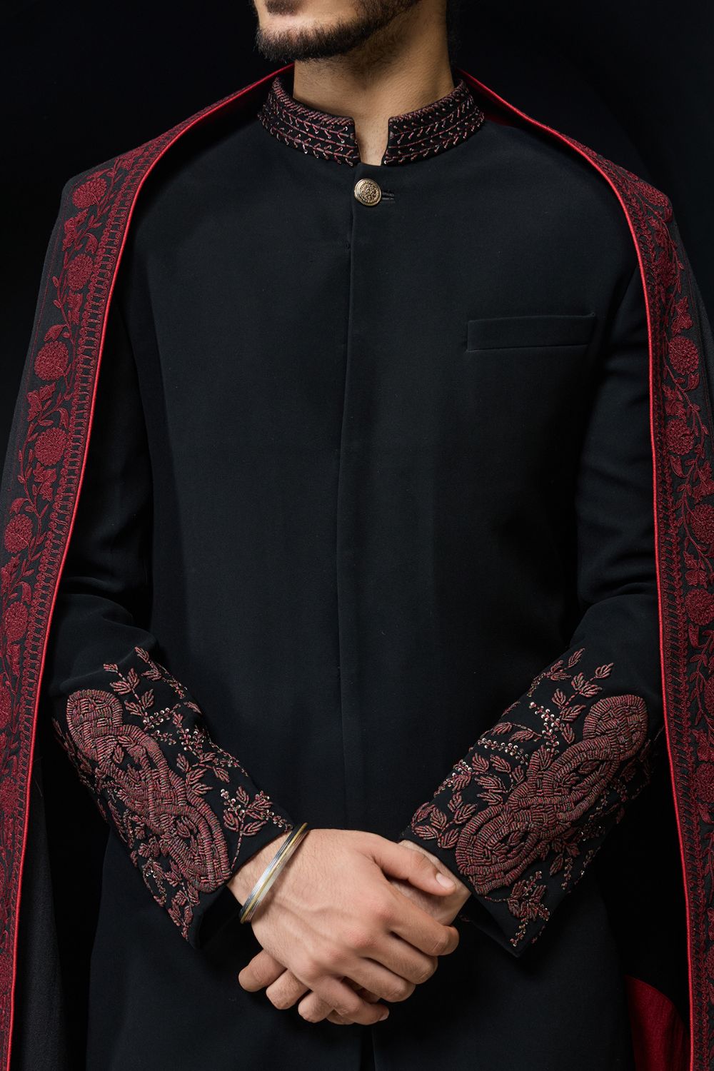 Black indo Western with spring thread work