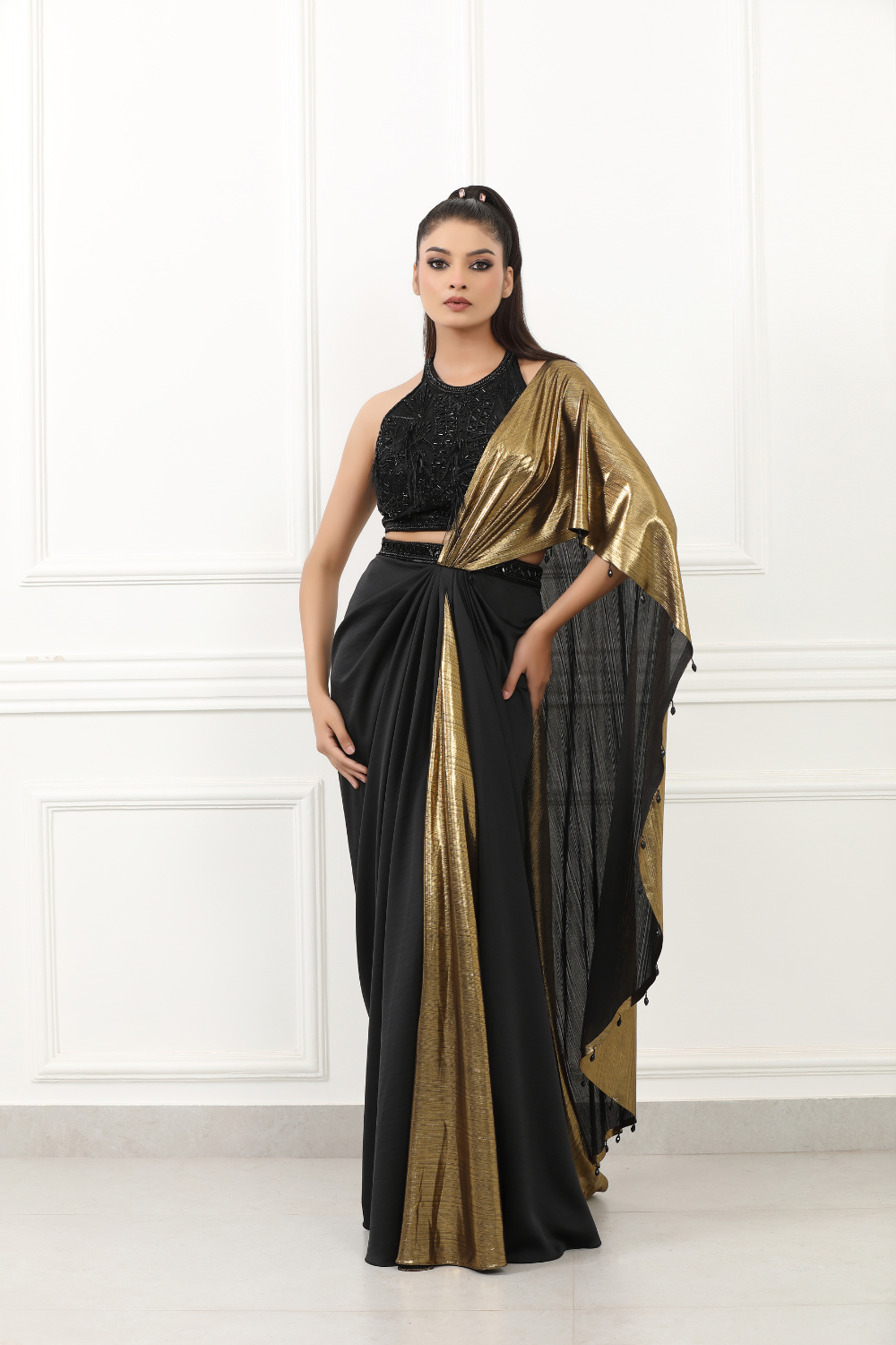 Golden Eclipse Drape Saree