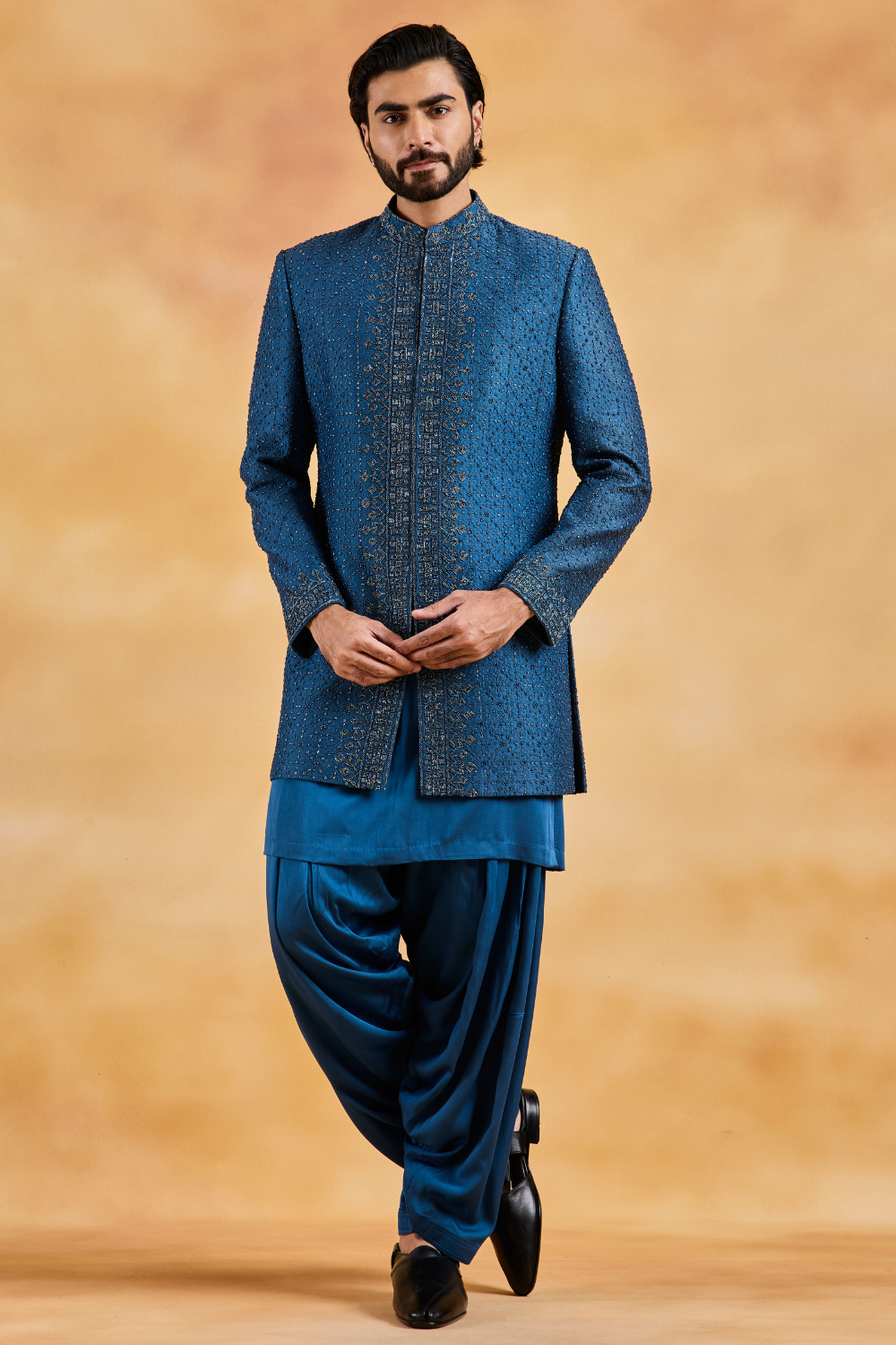 Cobalt Blue Sherwani Kurta Salwar Set