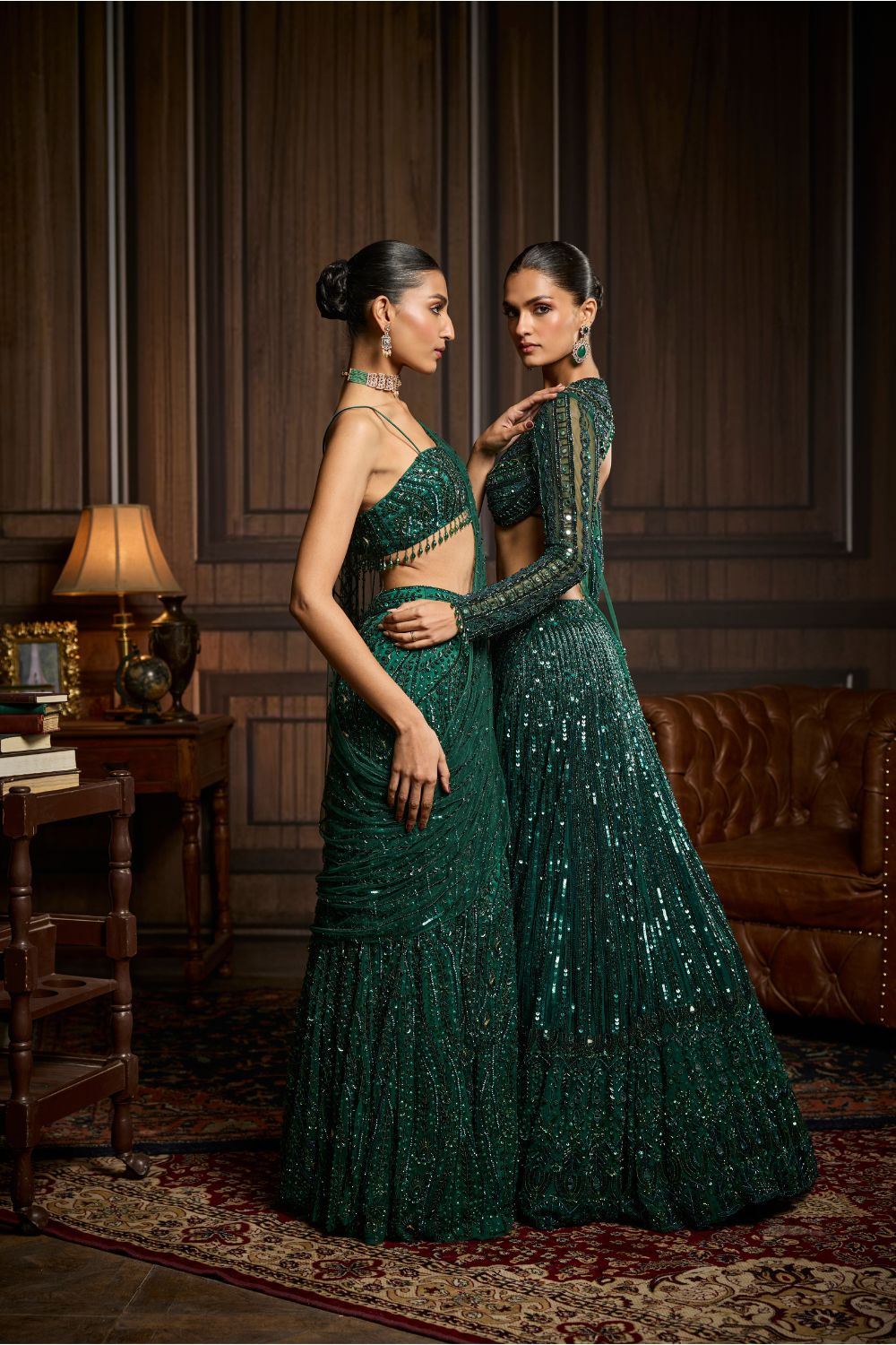 EMERALD GREEN EMBELLISHED LEHENGA SET
