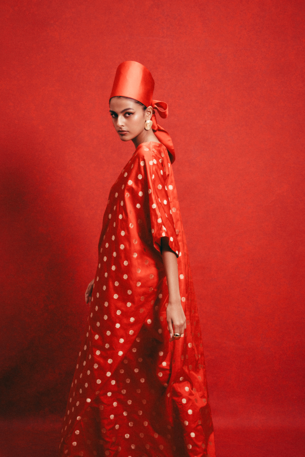 Handwoven Red Banarasi Kaftan