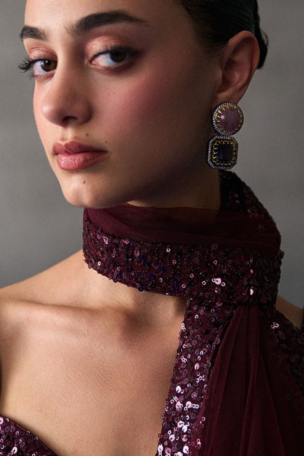 Crimson Sequins Sharara Set