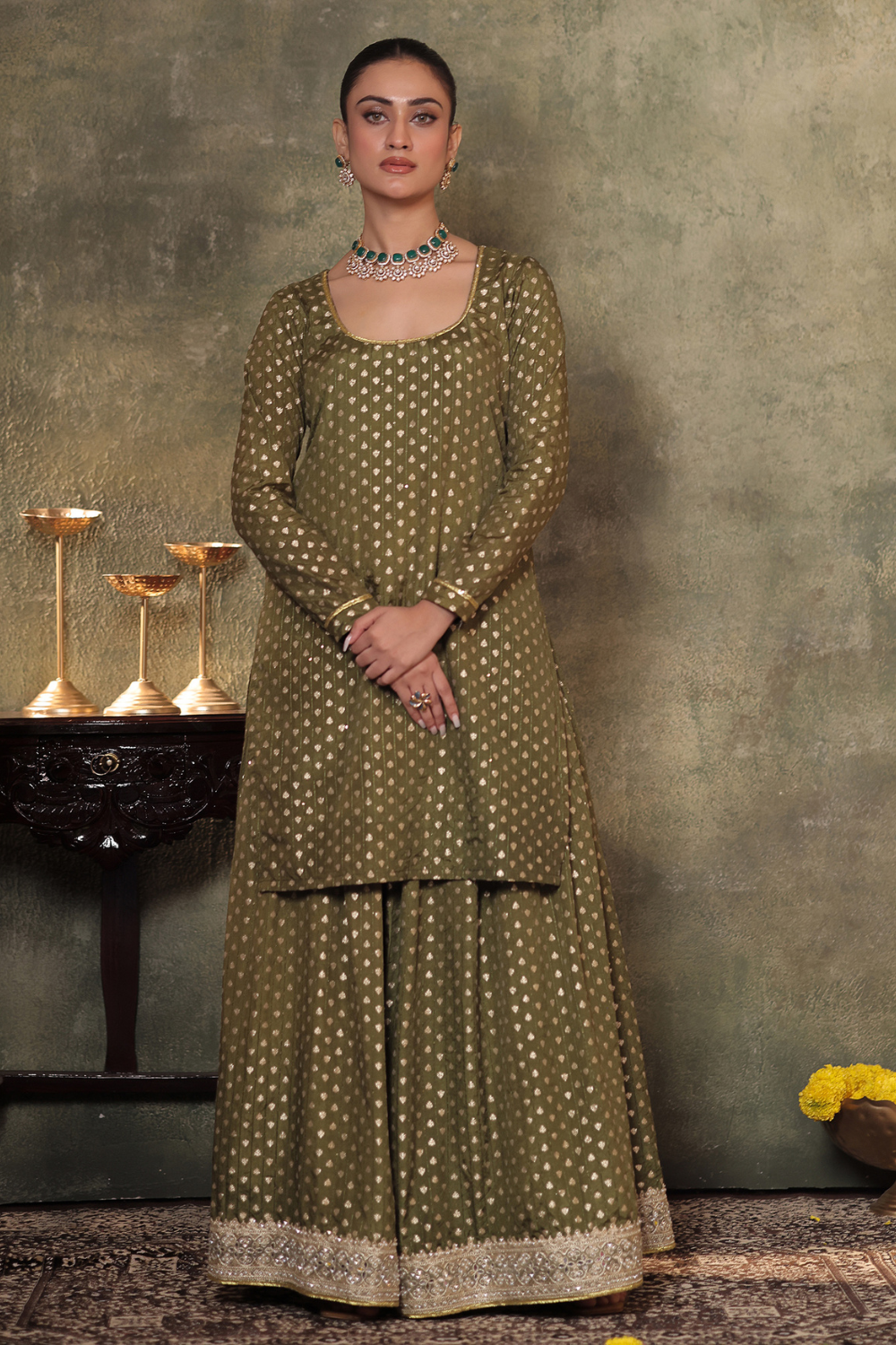 Green Kurta Sharara Set