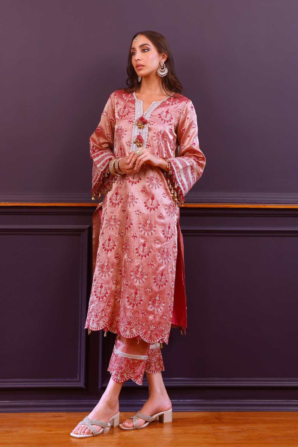 Amie Tissue Fuschia Kurta Set