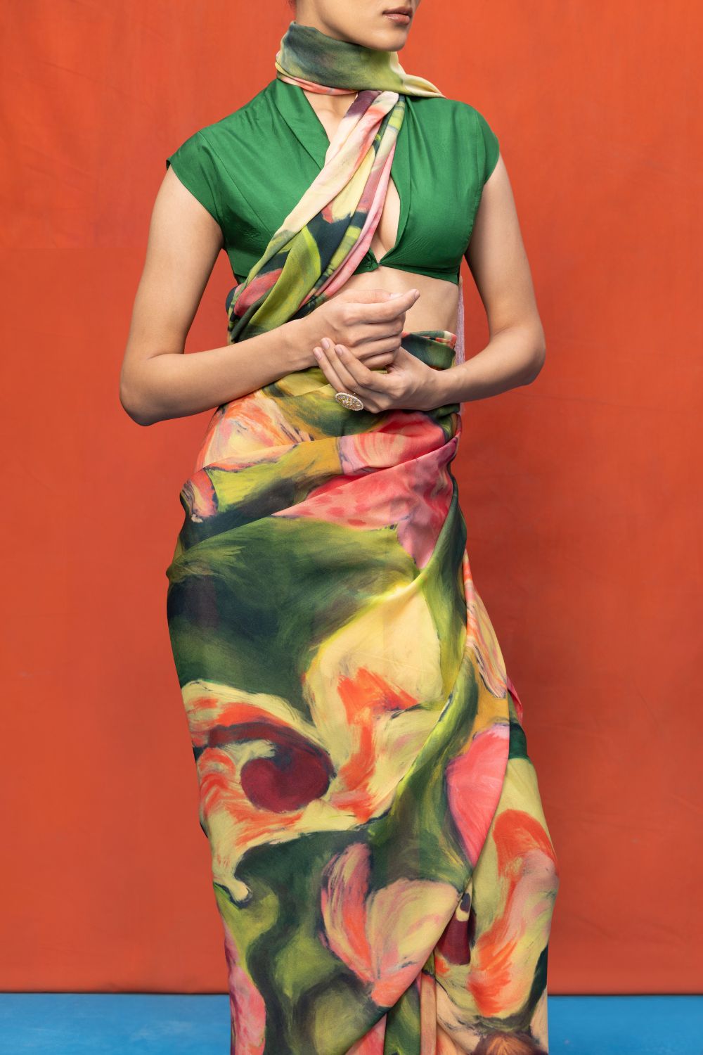 Multicolour Chiffon Digital Print Saree