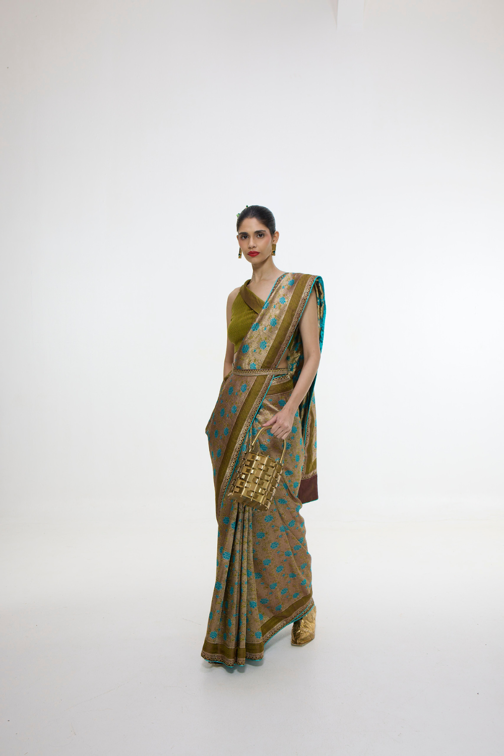 Handwoven Olive Green Saree
