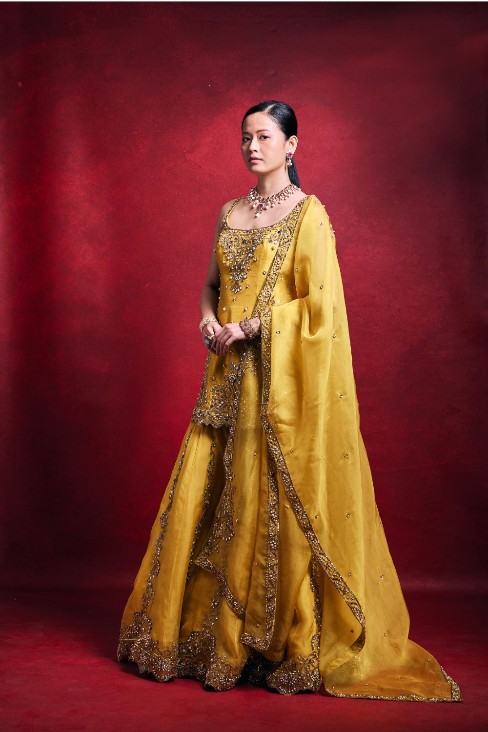 MUSTARD GHARARA SET