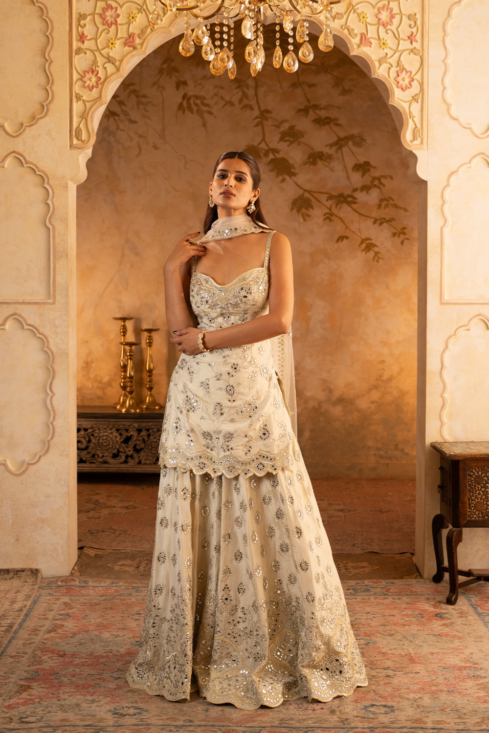 Gold Tissue Sharara Set