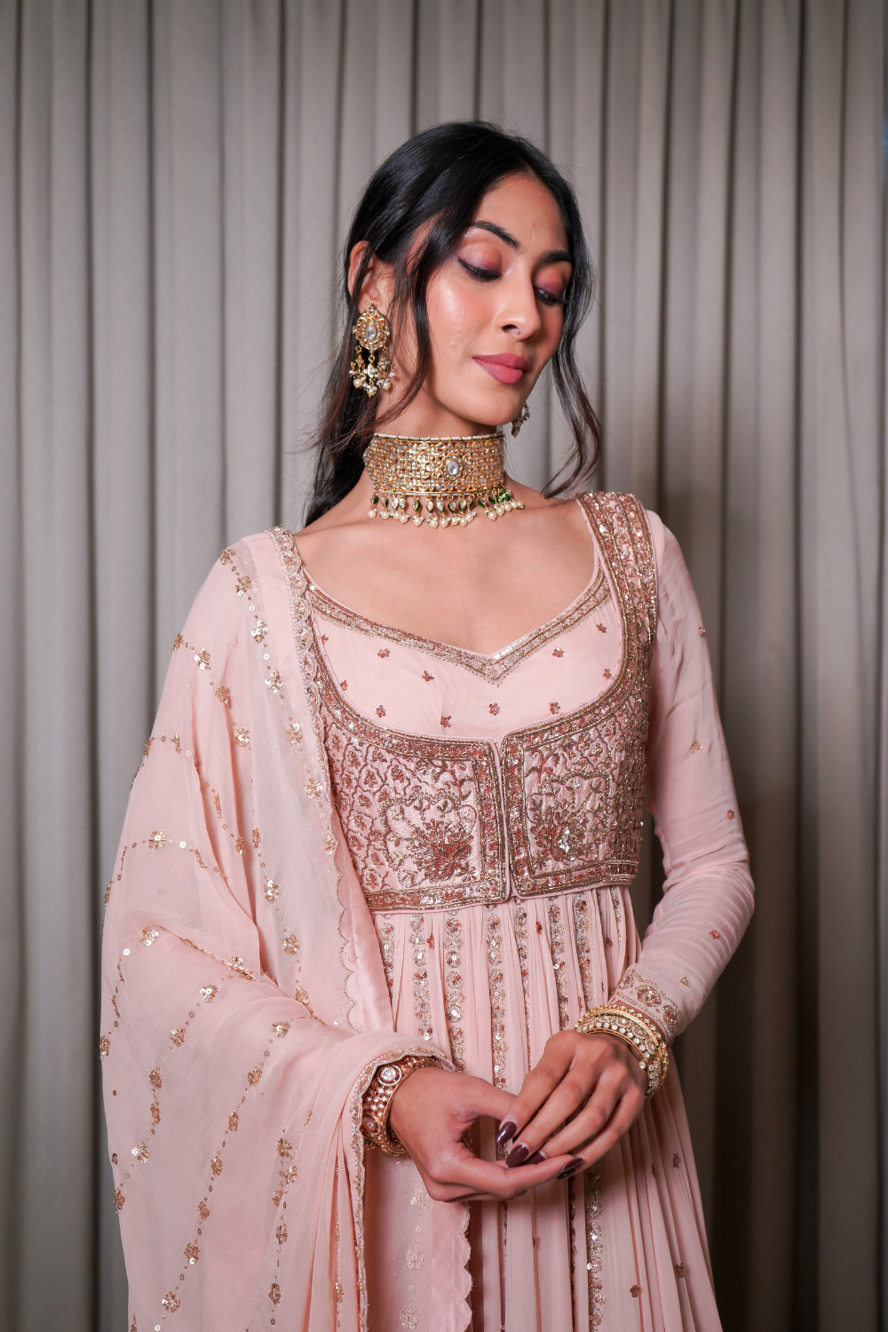 Blush pink anarkali set
