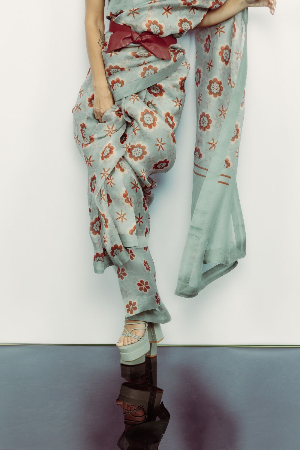 Retro florals Modern Teal