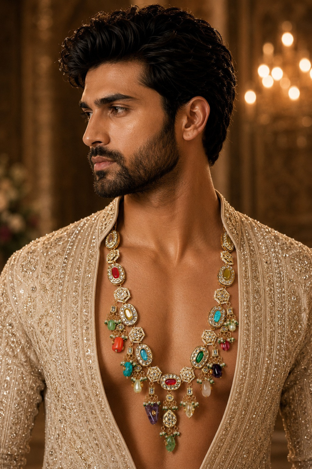 Multicolour Kundan Statement Necklace