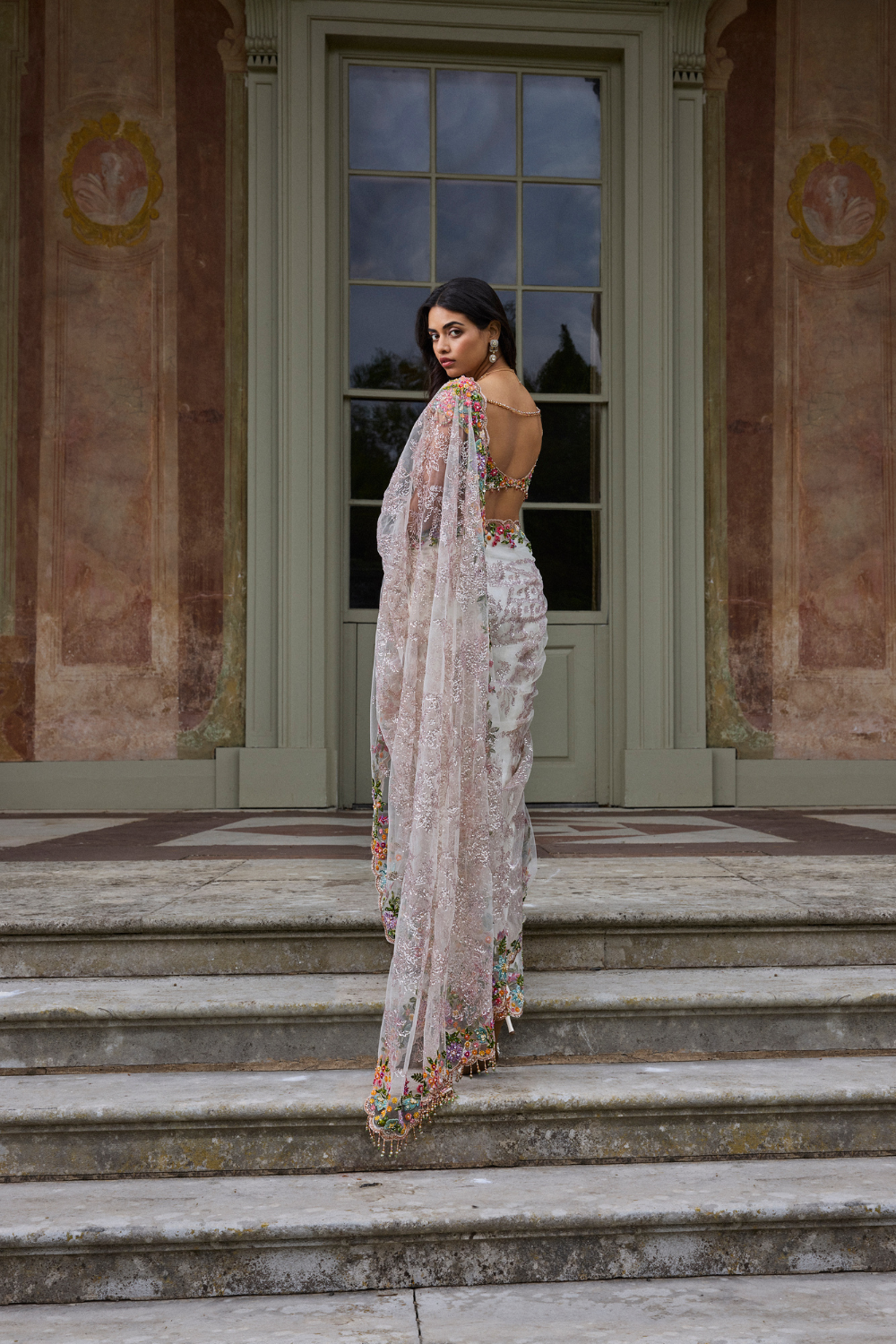 Nude Multi- Coloured Saree