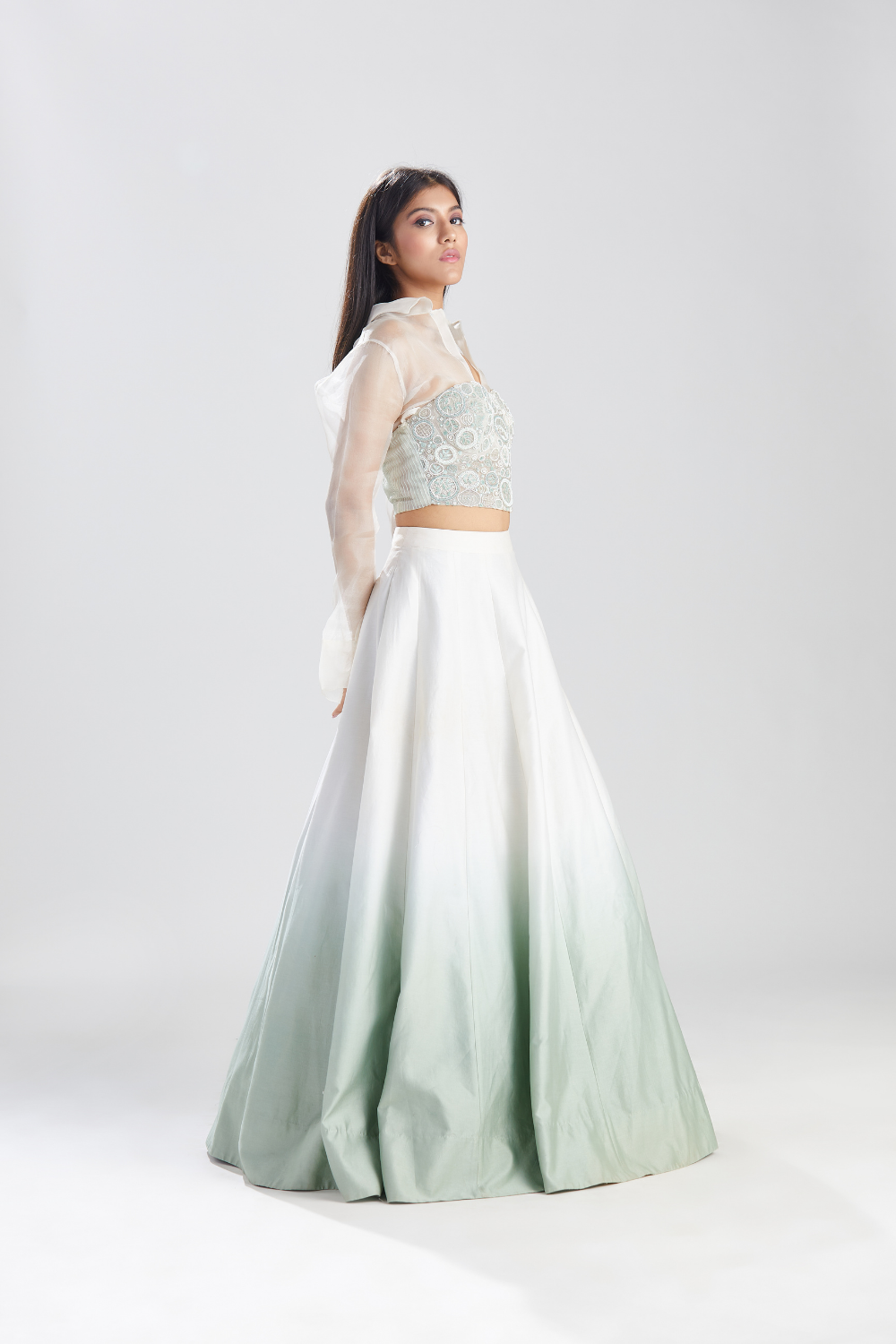 Noor Celadon Vrit Corset with Skirt